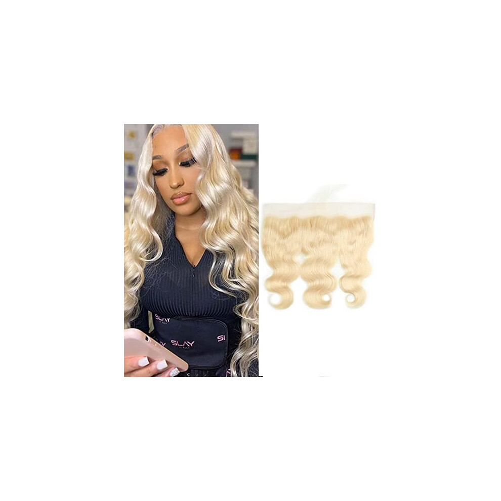 Unisex Brazilian Virgin Human Hair 613 Blonde Lace Frontal Closure 13X4 Dyeable Honey Blonde Body Wave