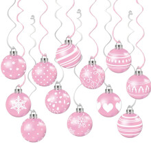 24PCS Pink Christmas Balls Hanging Decoration Xmas Decor Ornaments Holiday Supplies Christmas Tree Hanging Pendant