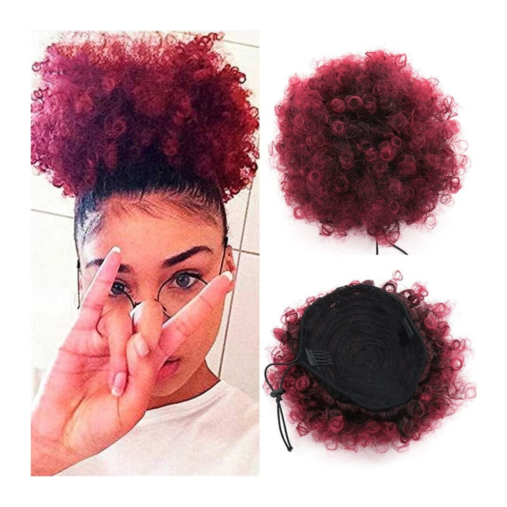 Unisex Afro Puff Drawstring Ponytail Hair Extension Synthetic Kinky Curly Hair Bun With Secure Fit