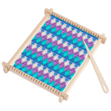 Wooden Weaving Loom Kit with Big Eye Needle, DIY Craft Frame for Scarves, Tapestry, Kids & Beginners, 28x24cm