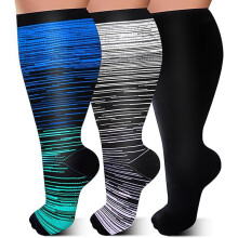 3 Pairs Wide Calf Compression Socks for Women & Men Plus Size Compression Stockings is Support for Circulation,3XL