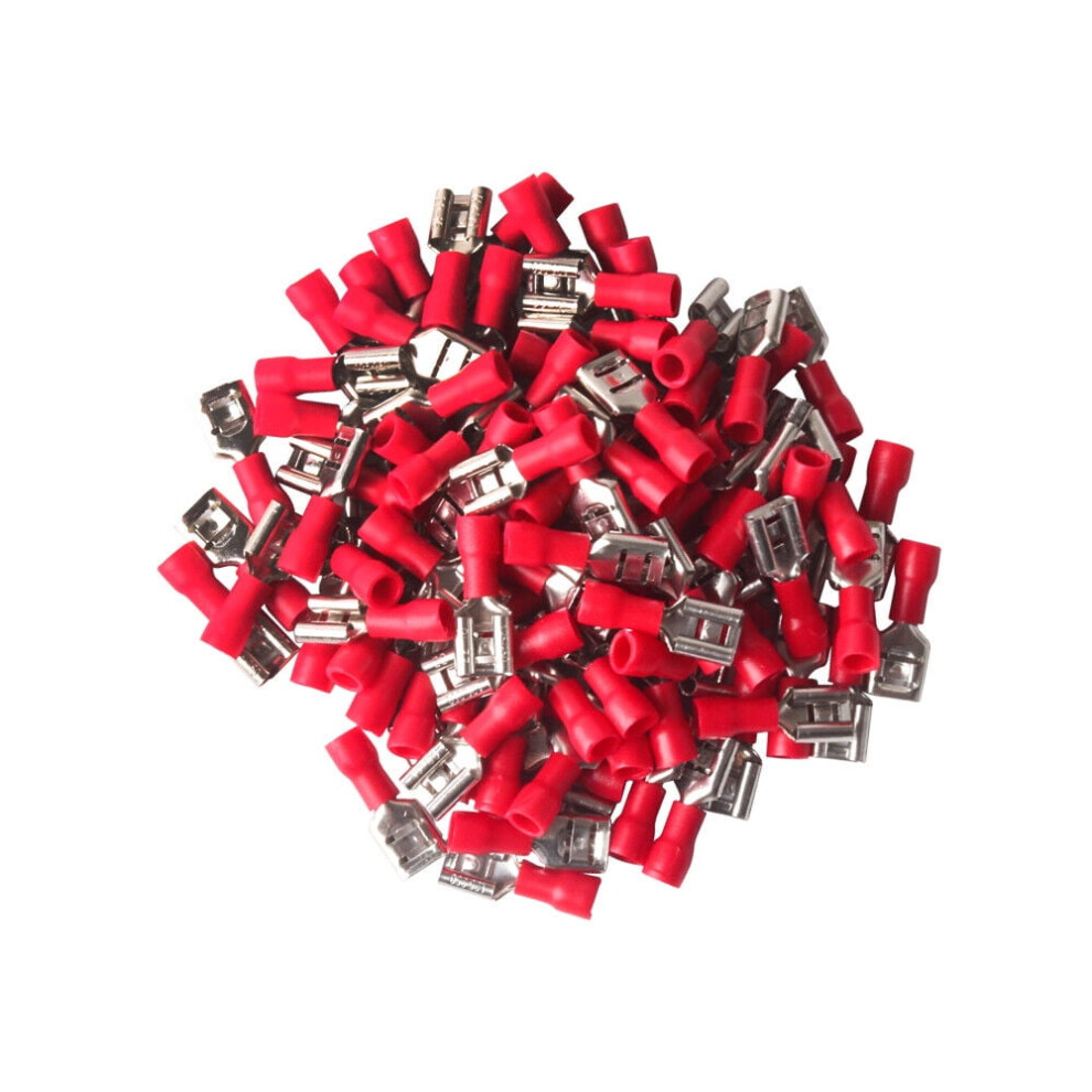 (100) Red 22-16 Gauge Awg Vinyl Female Wire Terminal Quick Disconnect Connector 9482726557418