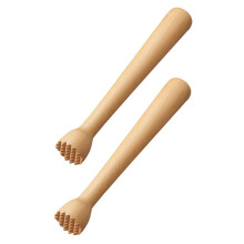 2pcs Beech Wood Cocktail Muddler Set with Ergonomic Handle for Mojito and Drink Mixing at Bar and Home