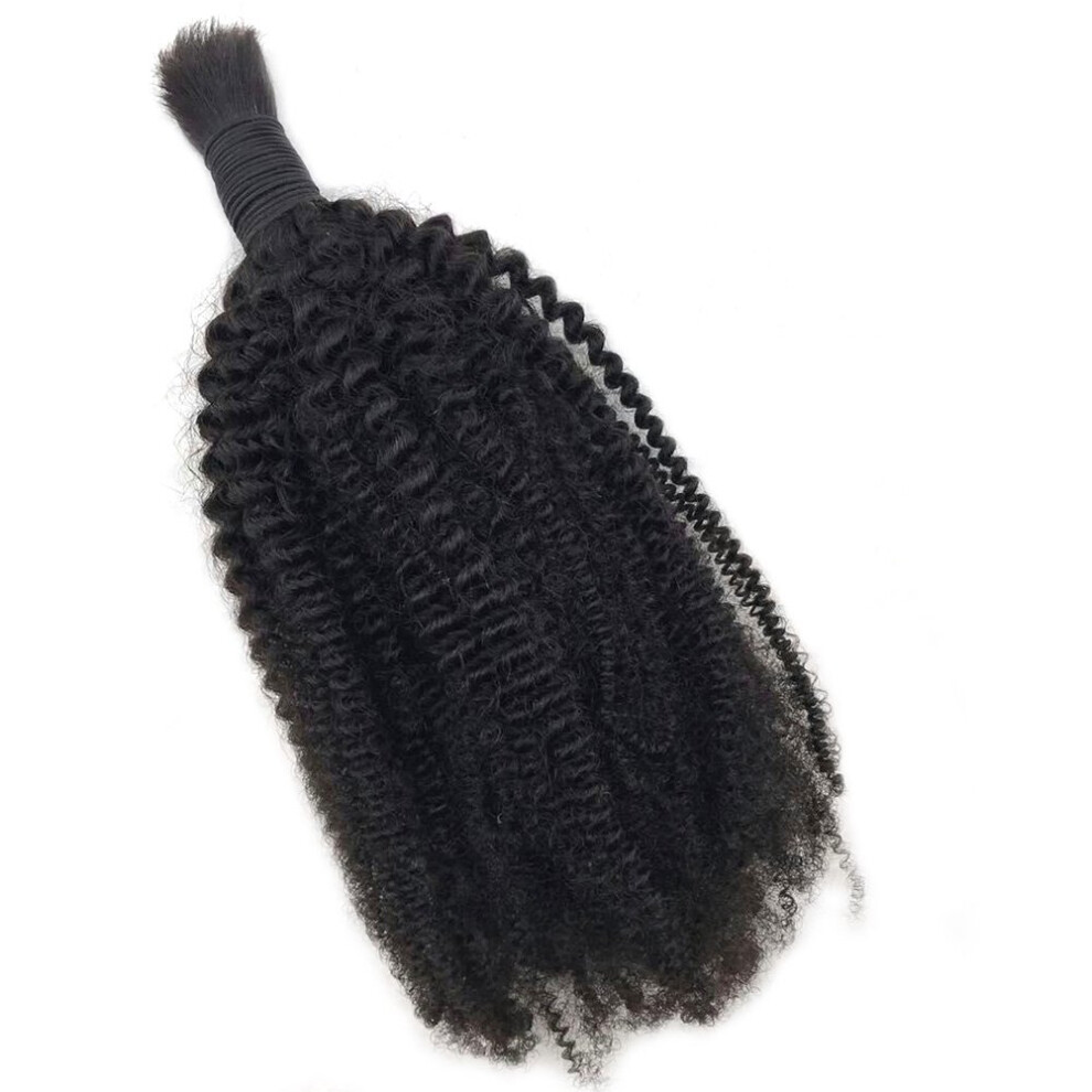 Unisex Afro Kinky Curly Mongolian Virgin Human Hair Bulk 16 Inch For Braiding And Wig Making Natural Color