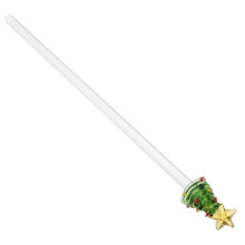 Christmas Tree Glass Drink Stirrer Green Long Handle Cocktail and Coffee Mixing Stick for Holiday Parties
