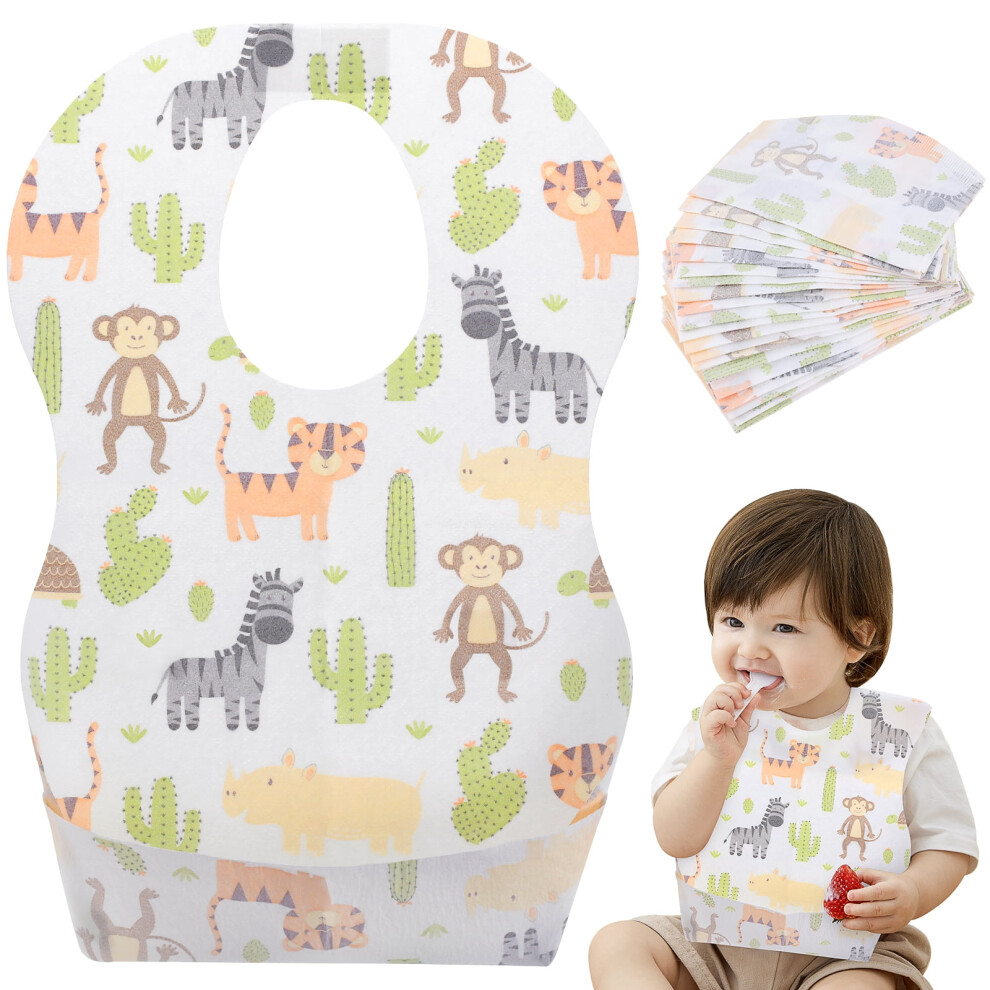 Mizh 20pcs Disposable Waterproof Bib Adjustable Tape Dining Bibs for Baby Newborn Infant (Random Pattern)