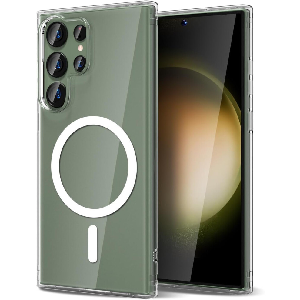 Phone Cases Compatible With Samsung Galaxy S22, Clear Magnetic Magsafe, Thin Transparent Non-Yellowing, Hybrid Silicone Bumper & Hard Cover, Dark 9482828733970