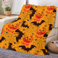 Halloween Blanket, Ultra Soft Cozy Pumpkin Throw Blanket for Couch Microfiber Lightweight Knitted Blanket Bat Halloween Decor Best Gift Idea