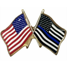 Thin Blue Line / USA Flag LAPEL PIN Support Blue Lives Matter Made in USA