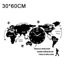 World Map Wall Clock Nordic Modern Minimalist Decoration Acrylic For Home Bedroom Office 30*60cm