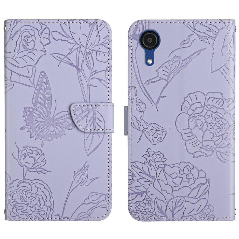 Case For Compatible With Samsung Galaxy A03 Core, Flowers And Butterflies Design, Shockproof Anti-Drop Pu Leather Flip Case With Wrist Strap 9482828950612