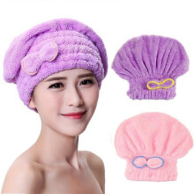 ADVEN Showering Cap Water Absorbent Hair Fast Drying Bathing Hat Bowknot SPA Wraps Towel Accessory for Home Bathroom Shower Room Purple
