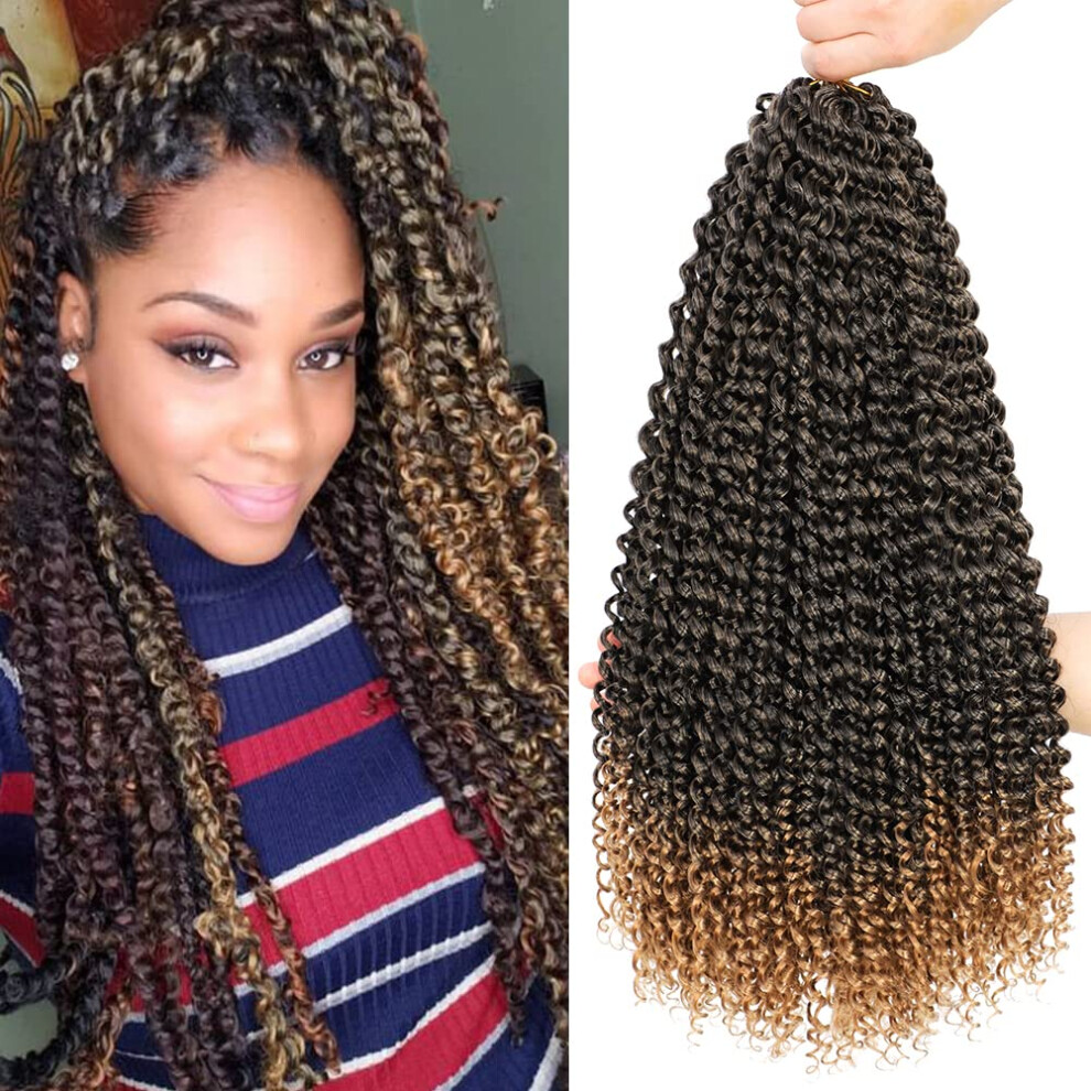 Unisex Passion Twist Hair 18 Inch T1b/27 Crochet Braiding Hair Extensions Easy Install Bohemian Waves Economy Pack