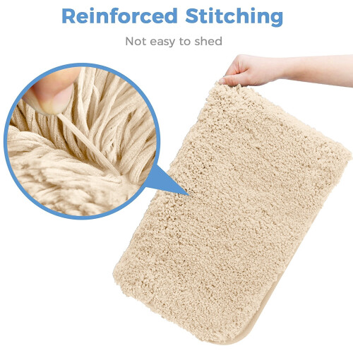 Astarin Solid Print Beige Microfiber, PVC Bath Rug, 24"60", MACHINE WASHABLE 1
