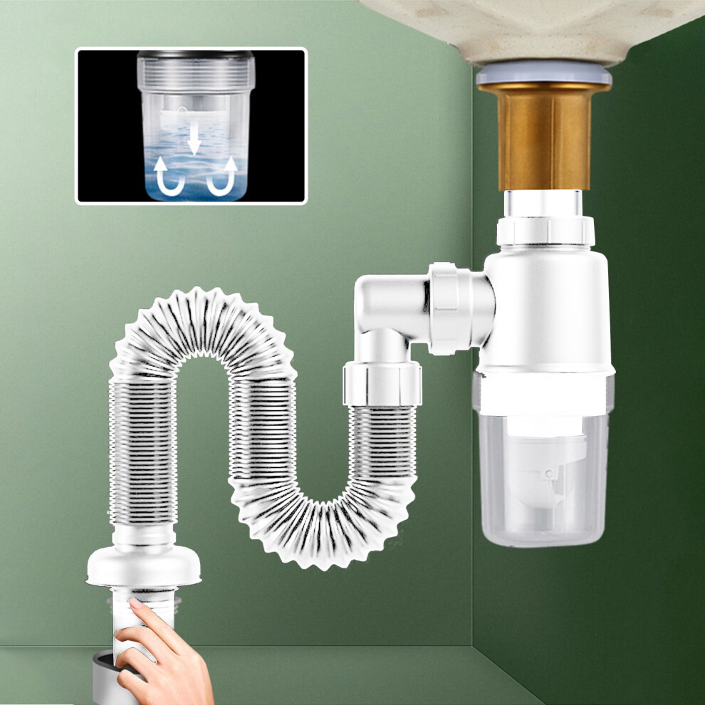 Jacenvly New Years Eve Party Supplies Clearance Bathroom-Sink-Drainage-Kit Bathroom Sink Expansion Pipe Washbasin Extension Pipe Down Pipe Trap Pipe 9482828325410