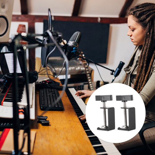 Jibi 2Pcs C-shape Desk Table Mount Clamps Practical Desk Clamps Retaining Clips 2