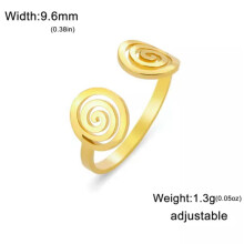 RSAMD Hvirvel Spiral Åben Ring Kvinder Rustfrit Stål Fingerringe Mode Smykker Gave - Kan Tilpasses - A Guldfarve