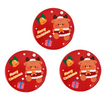 Washranp3Pcs Cartoon Christmas Compact Mirror, Portable Handheld Mini Makeup Mirrors Round Pocket Mirror for Women