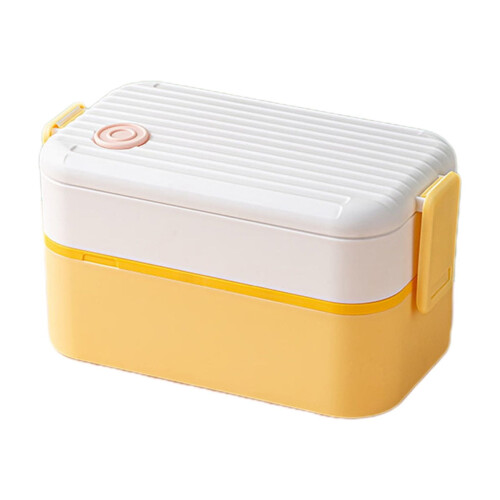 Double Bento Box, 4,5*4,5*4,5 ιντσών, στοιβαζόμενο δοχείο φαγητού All-in-One, πλαστικά σκεύη, 1