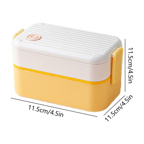 Double Bento Box, 4,5*4,5*4,5 ιντσών, στοιβαζόμενο δοχείο φαγητού All-in-One, πλαστικά σκεύη, 2