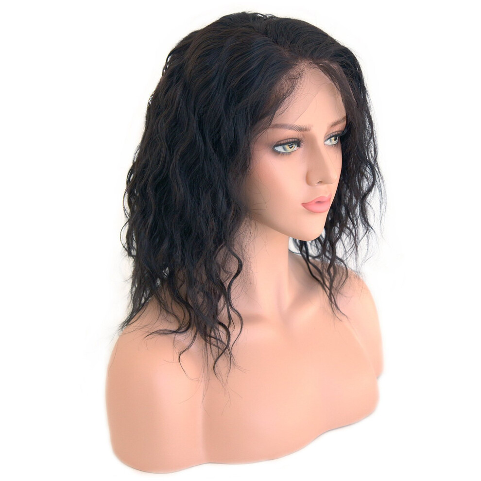 Short Bob Lace Front Wig Brazilian Virgin Human Hair 12 Inch Pre Plucked Natural Hairline