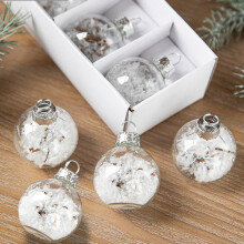 6 stuks kerstballen van 4 cm, diverse onbreekbare kerstballen in een herbruikbare geschenkverpakking voor kerstboomversiering