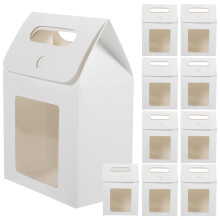 Draagbare vensterdoos van kraftpapier, bakaccessoires, koekjesdozen, bakkerij, laagjescake, cadeautassen met handvatten, witte snackdoos, winkeldoos