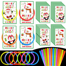 Christmas Cards for Kids with Glow Sticks, Glow in the Dark Xmas Party Favors, compatible with Christmas Exchange Gifts for Adults