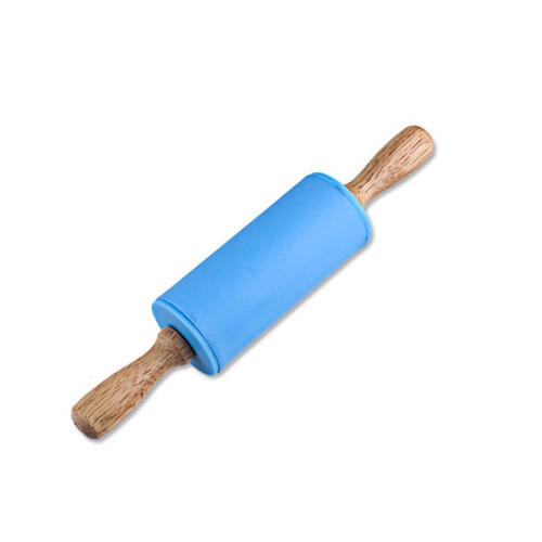 VOSS Wooden Handle Silicone Rollers Rolling Pin Kid Kitchen Cooking Baking Tool