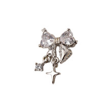 Hesroicy Nail Art Charm3D Mini Luxe Métal Accessoires pour ongles DIY Décoration d'ongles nœud papillon incrustée de zircone cubique pour salon