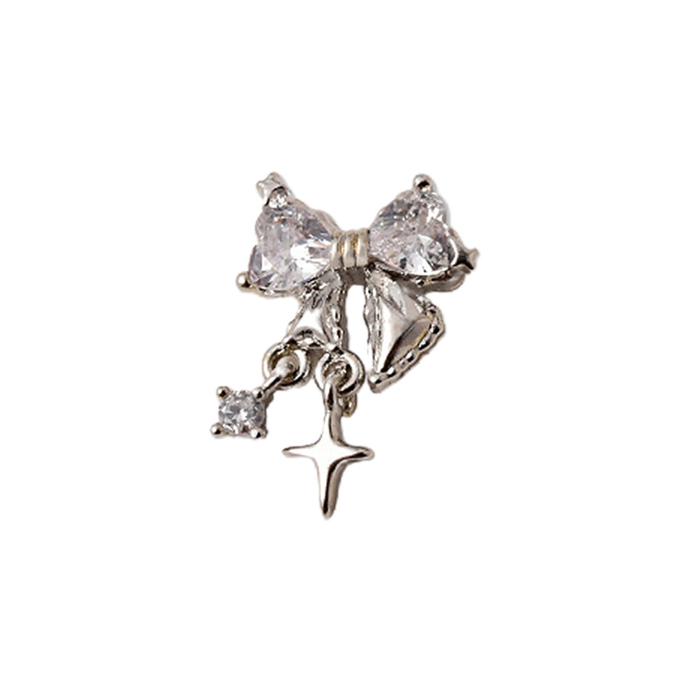 Hesroicy Nail Art Charm 3D Mini Luxury Metal DIY Nail Accessories Cubic Zirconia Embedded Bowknot Nail Decoration for Nail Salon
