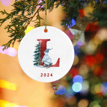 yilyih2024New26Letter Kerst Sneeuwpop Kersthanger - Acryl Autohanger Saint