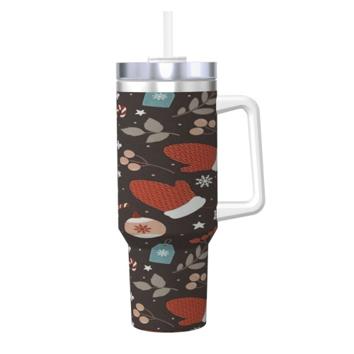 Εξατομικευμένο ποτήρι καφέ 40oz με λαβή και καλαμάκι για καλά Χριστούγεννα -