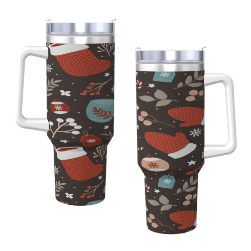 Εξατομικευμένο ποτήρι καφέ 40oz με λαβή και καλαμάκι για καλά Χριστούγεννα - 2