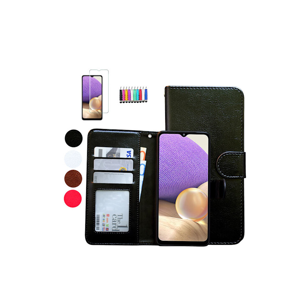 Compatible With Samsung Galaxy A22 5G - Leather Case / Protection Black 9773935103870
