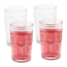 Drinkglazen, set van 2, 380 ml, vintage glazen voor water, sap, frisdrank, vaatwasmachinebestendig, waterglas, transparant, 13x8 cm