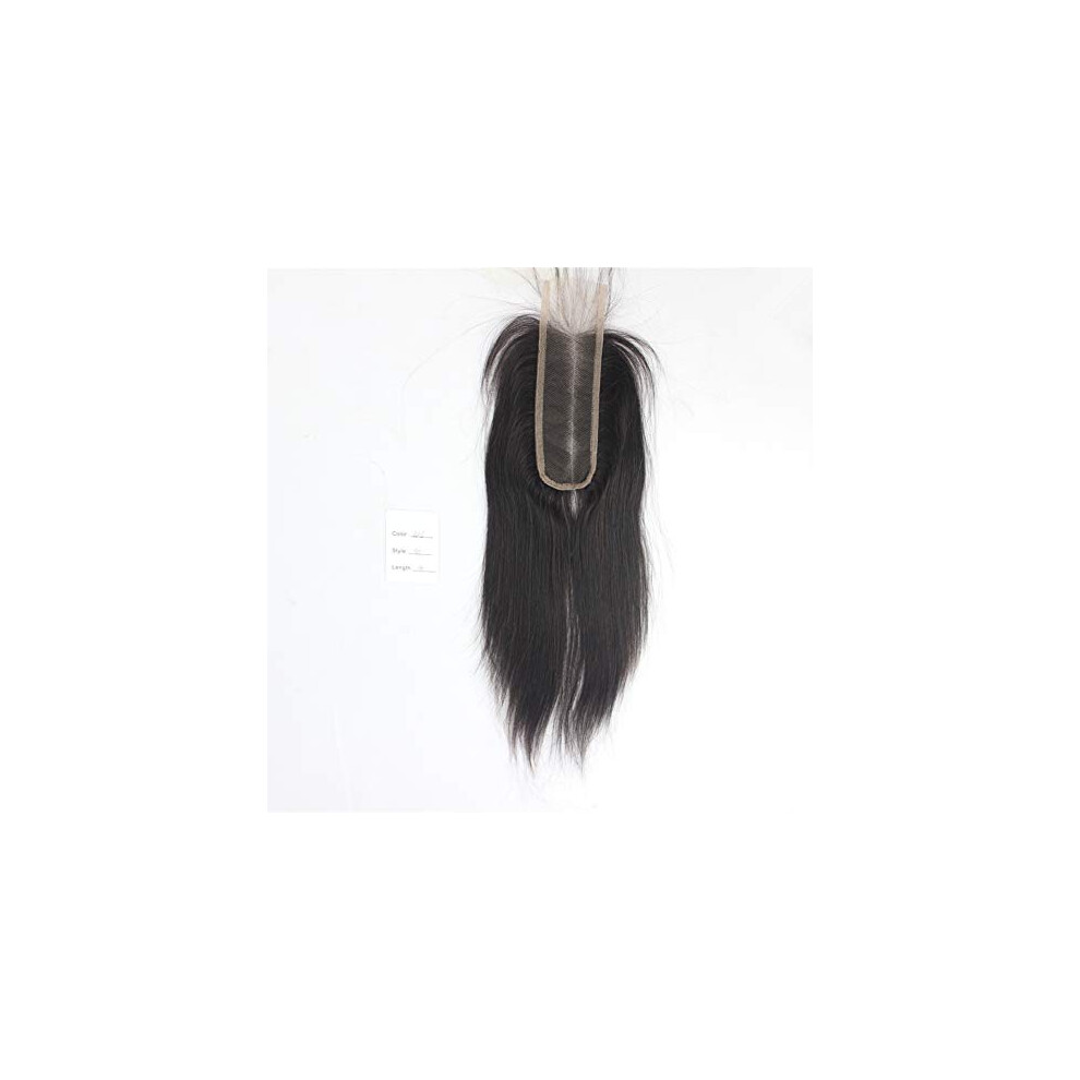 Unisex Brazilian Virgin Hair 2X6 Lace Closure Wig With Baby Hair, Middle Part, 130% Density, 10 Inch