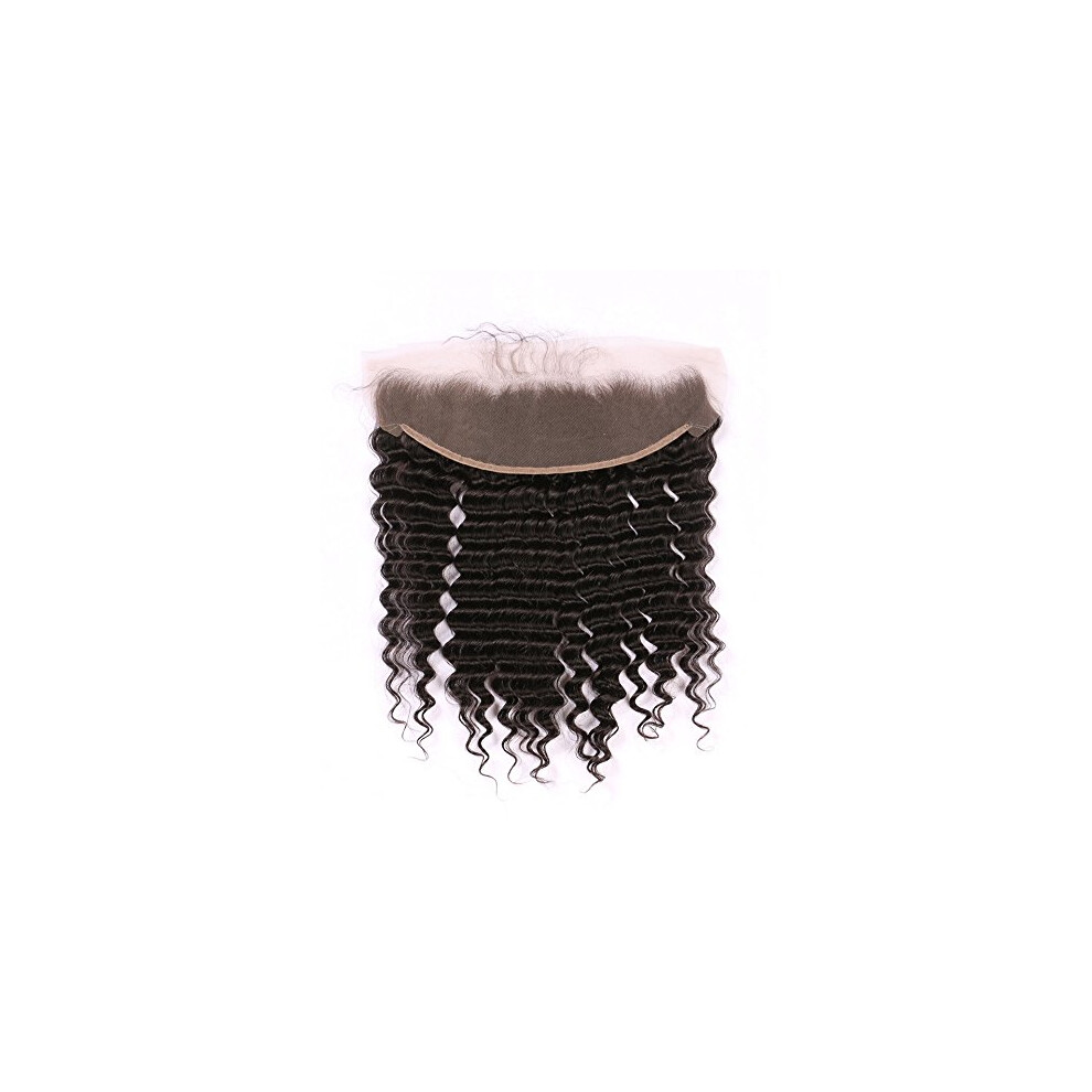 Unisex 18 Inch Brazilian Virgin Hair Deep Wave Lace Frontal Wig 13X4 Natural Hairline Real Human Hair