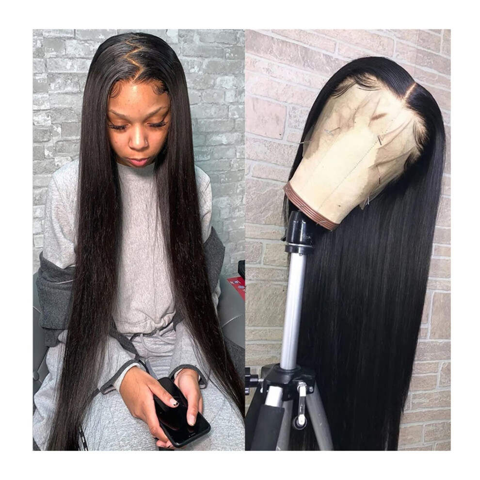 Unisex 13X4 Lace Front Human Hair Wig For Women 30 Inch Brazilian Virgin Hair Pre Plucked Glueless Straight Wig