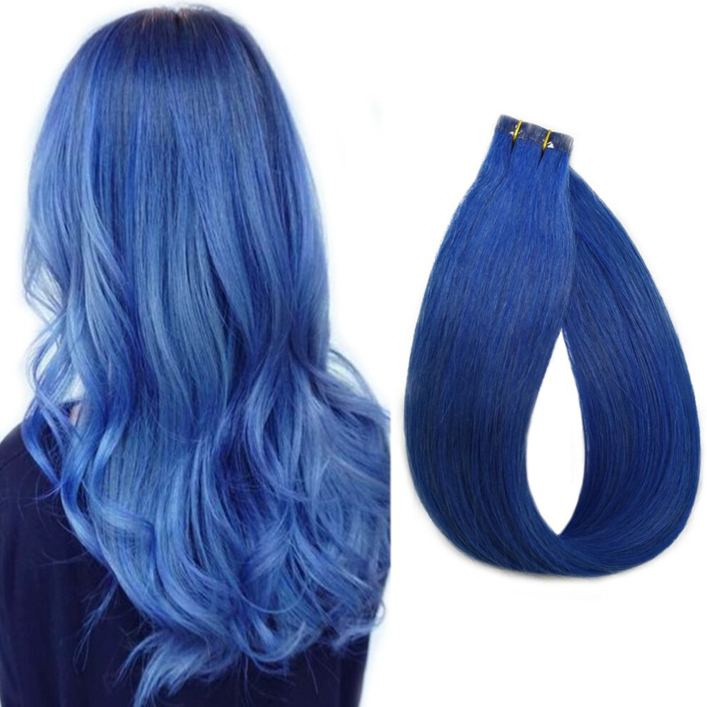 Unisex Tape In Human Hair Extensions 20 Inch Brazilian Straight Remy 50G 20Pcs Seamless Natural Blend