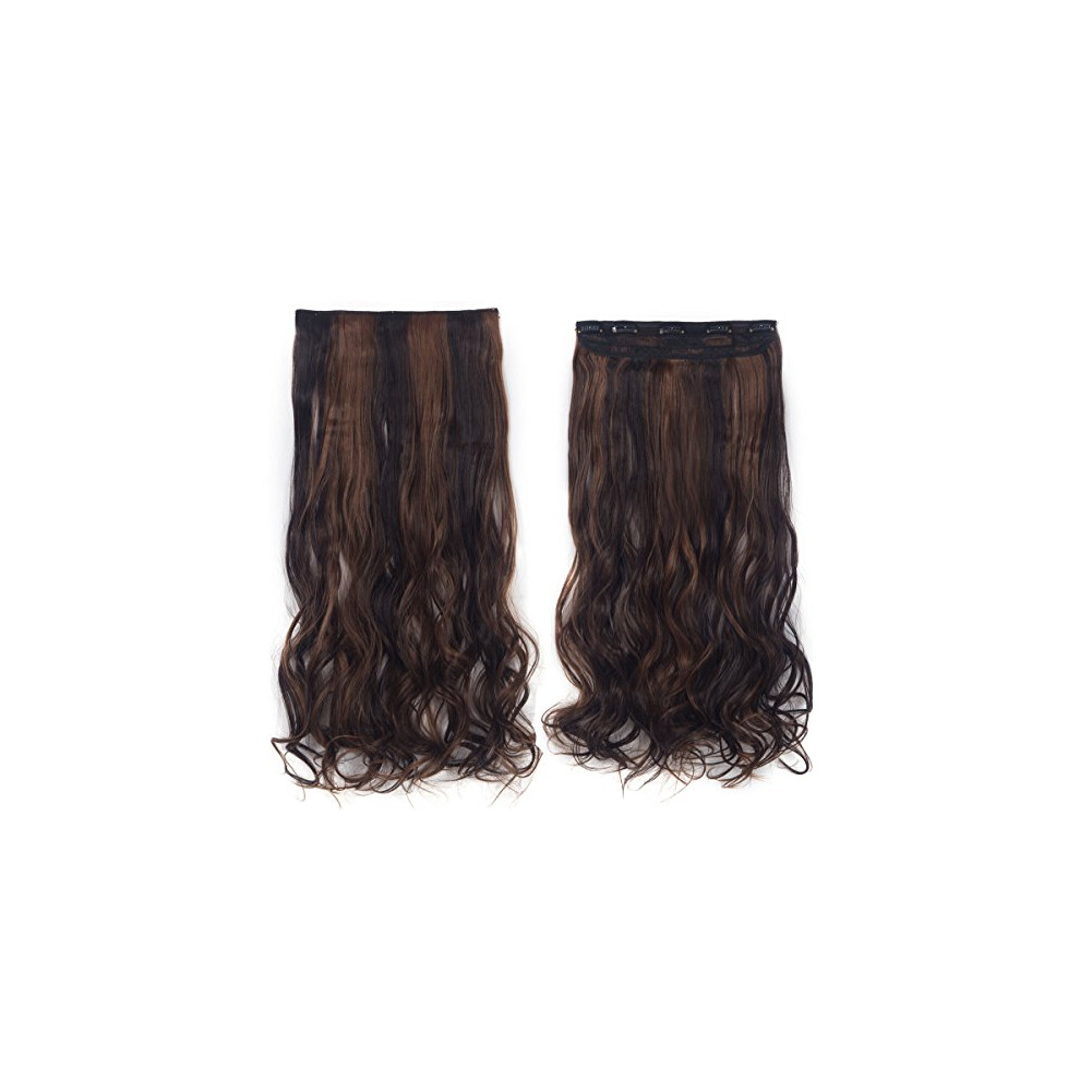 24 Inch Wavy Clip In Hair Extensions One Piece 5 Clips Heat Resistant Synthetic Hair Extensions