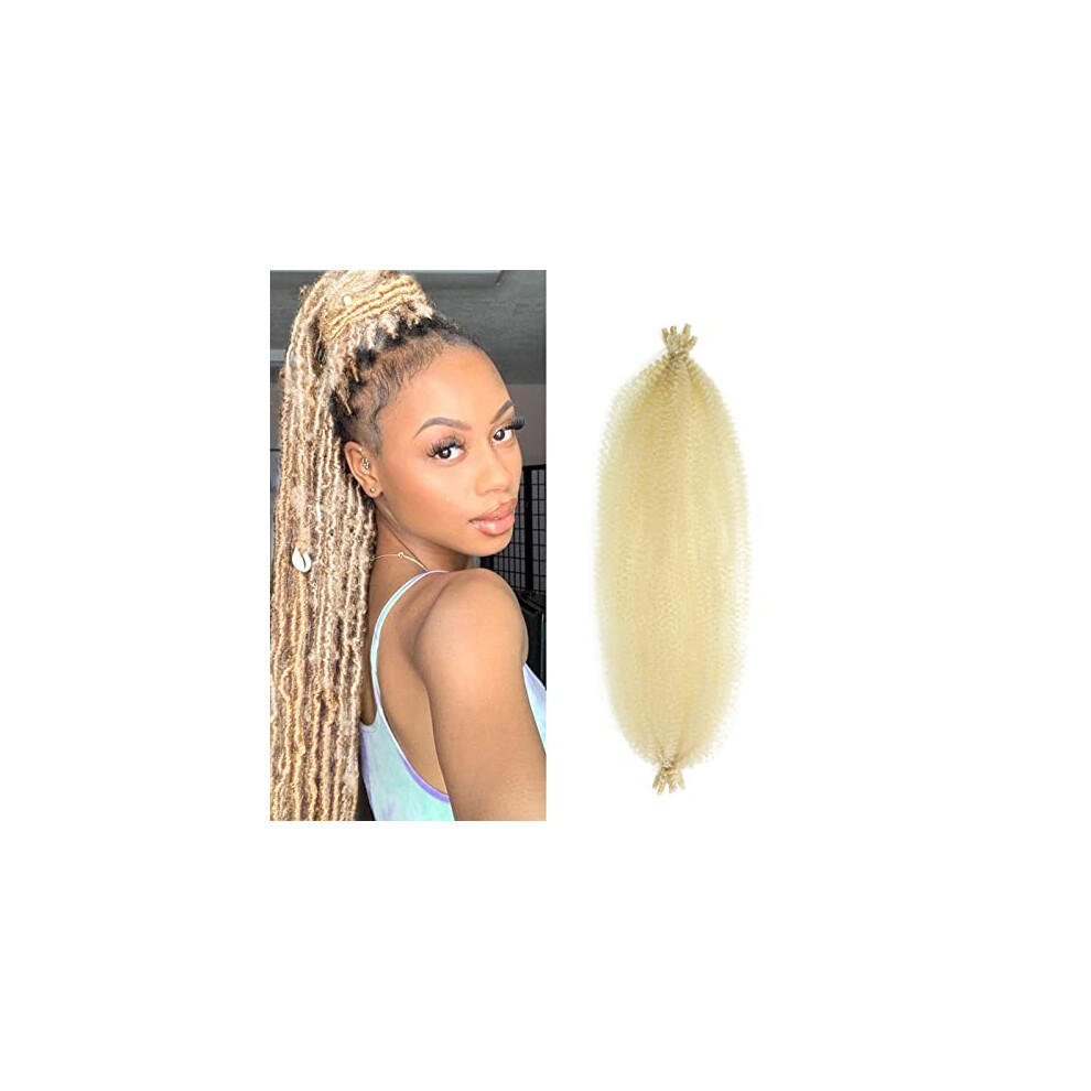 Unisex Black 24 Inch Preseparated Springy Afro Twist Crochet Hair 8 Packs, Prefluffed Marley Twist For Women, Synthetic 613 Color