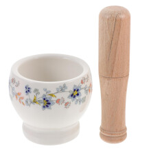 Garlic Press Masher with Ceramic Bowl for Grinding and Mashing Garlic and Herbs Manual 9.5x9x7.5cm