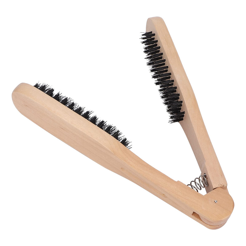 Boar Bristle Hair Brush with Wooden Handle, DualSided AntiStatic Hair Straightening Comb for Blow Drying