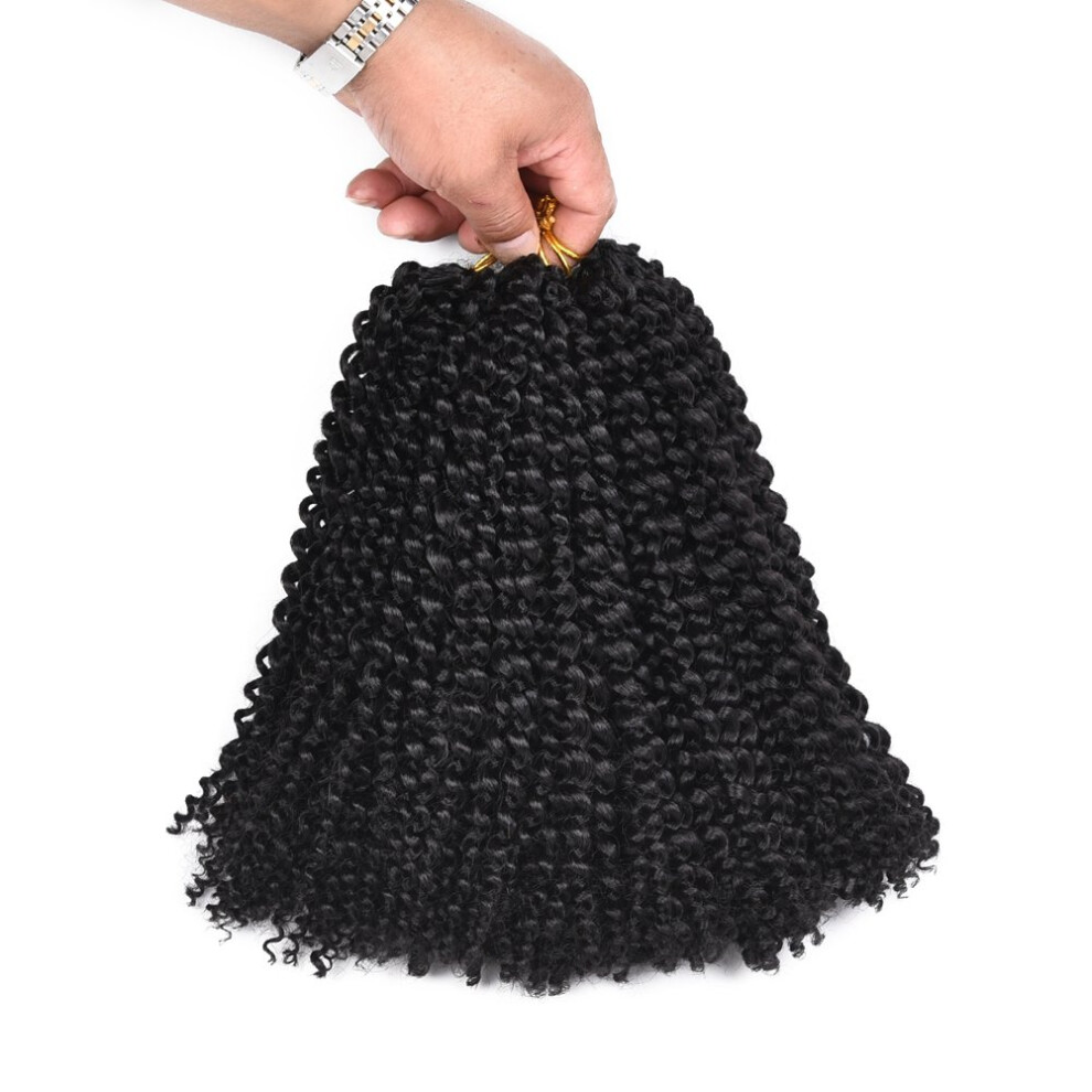 Unisex 10 Inch Kinky Curly Crochet Braids Hair Extensions Prelooped Afro Curly Synthetic 1B 24 Strands