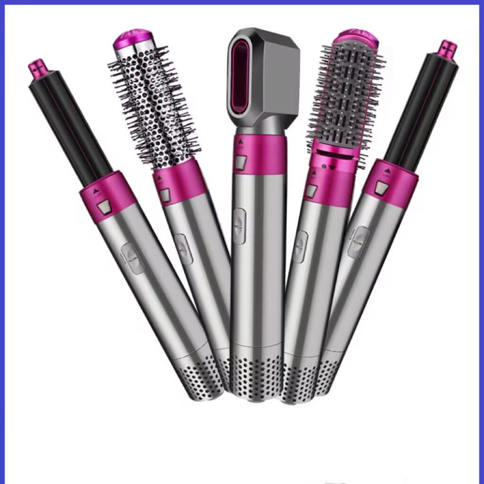 5 in 1 Hot Air Brush with Interchangeable Heads, Negative Ion Hair Dryer Brush for Styling and Curling