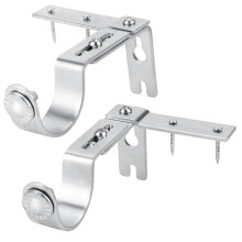 2 Pack Curtain Rod Brackets for 1-1.5 Inch Rods, Adjustable Wall Mount Drapery Holders Hardware Support Hangers