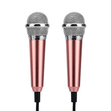 2pcs Mobile K Song Microphone National K Singing Bar Microphone Song Artifact Cell Phone Microphone Mini Microphone (Rose Gold, Random Type)