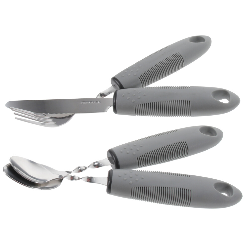 Non-slip Utensil Disabled Elderly Tableware Eating Anti-skid Portable Cutlery Fork Four Piece Set