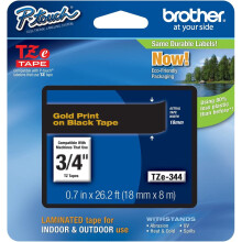 Genuine Brother 3/4" (18mm) Gold on Black TZe P-Touch Tape for Brother PT-1700, PT1700 Label Maker